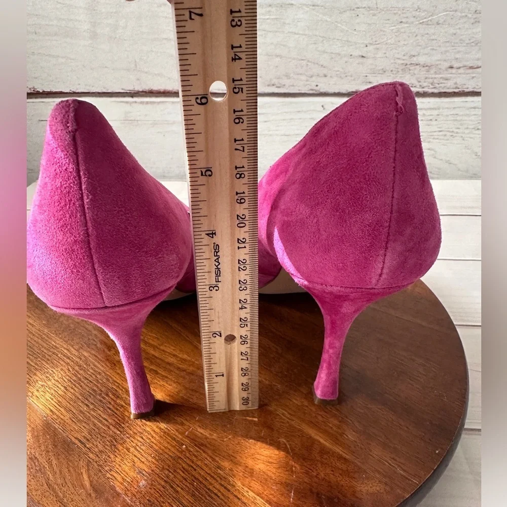 Ann Taylor Azra Pink Suede Pointed Toe Heels | Size 10M Wedding Formal Fuchsia - Picture 12 of 12